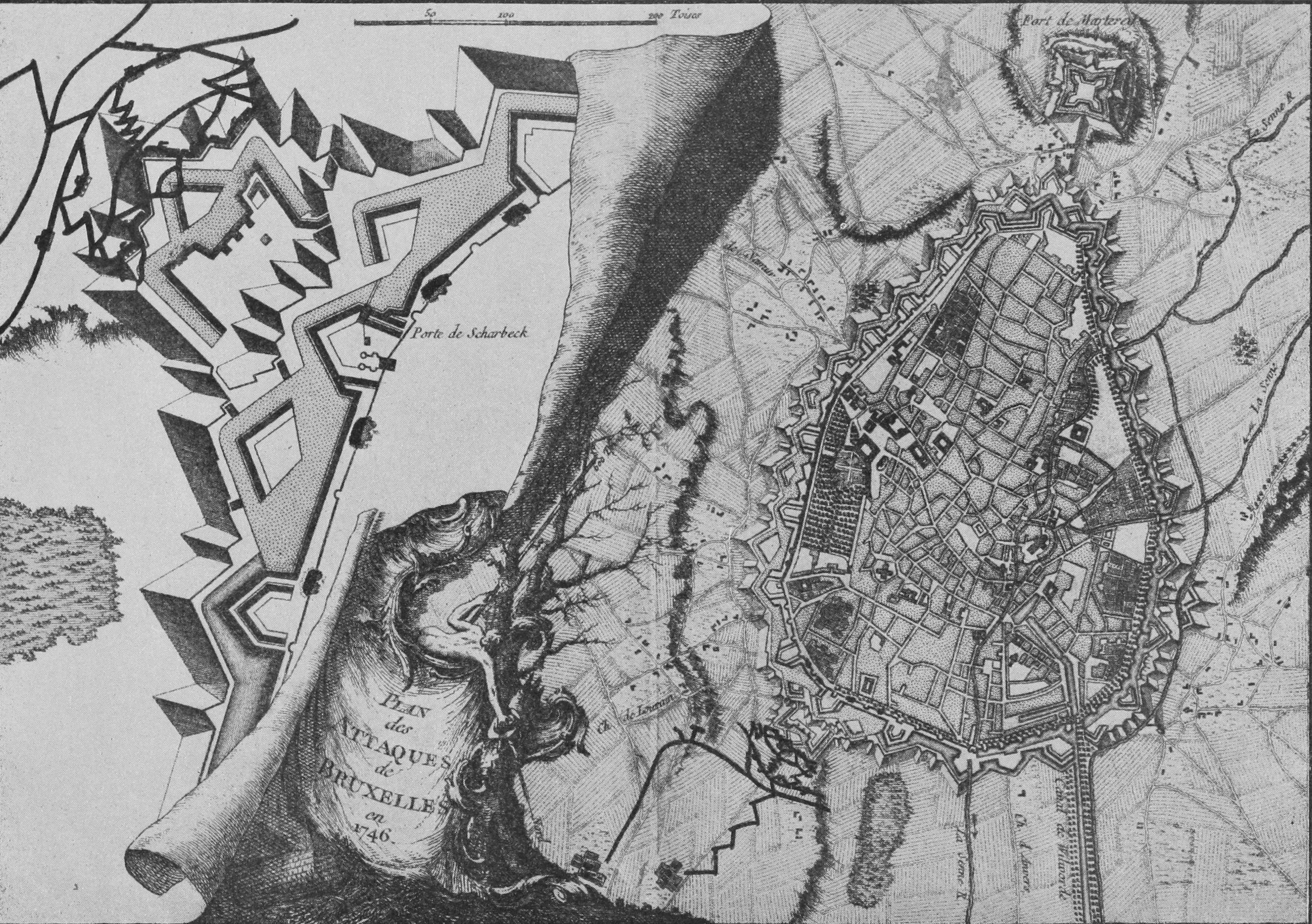Планъ осады Брюсселя въ 1746 году.