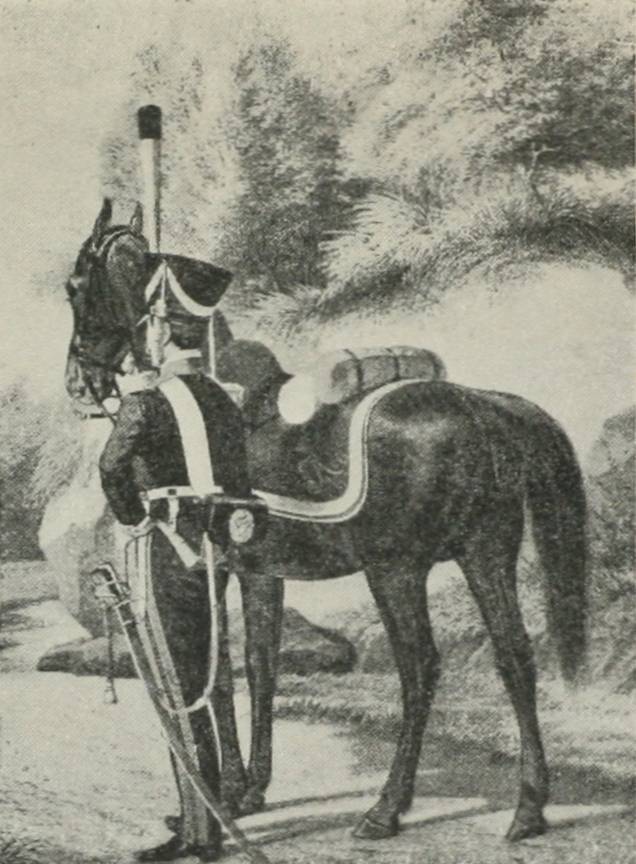 Унтеръ-офицеръ Казанскаго драгунскаго полка 1817—20 гг. (съ 1820 по 1825 г. включит. Киверъ былъ безъ султана).