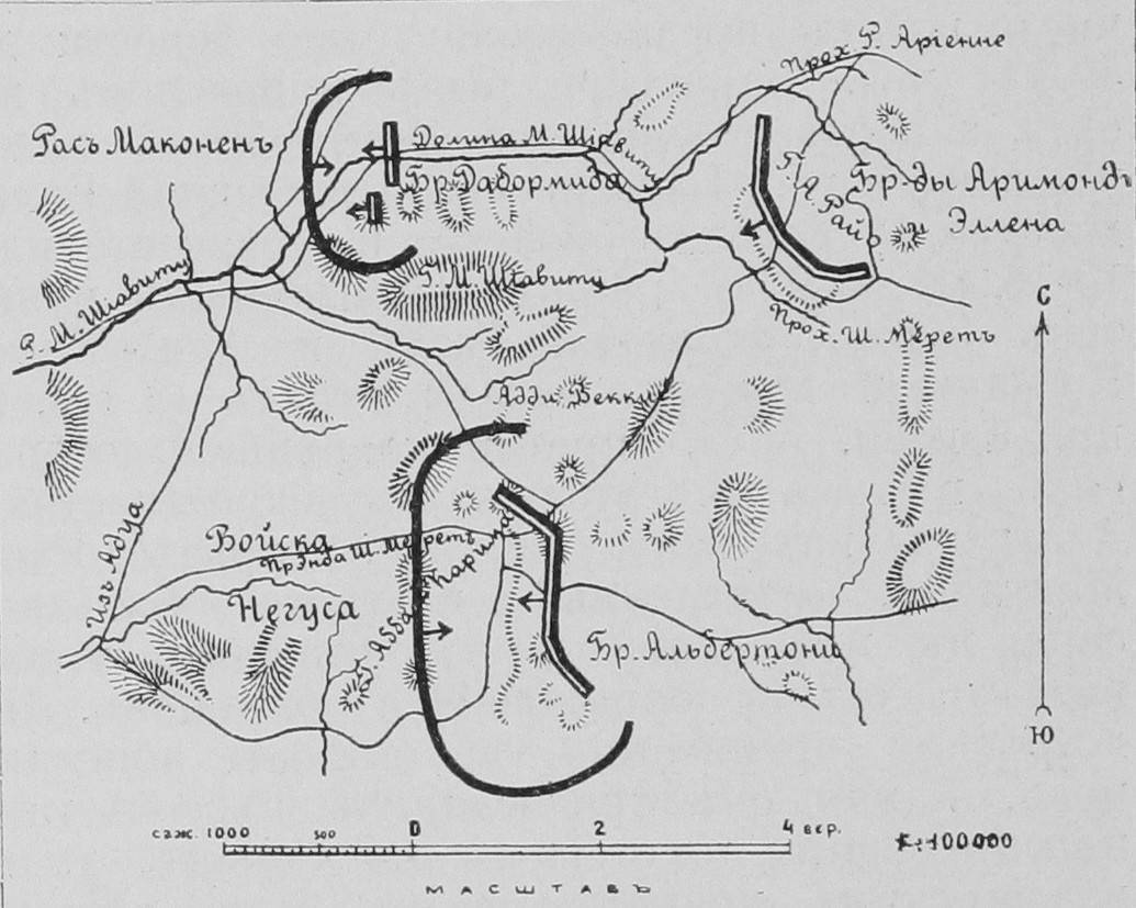 Схема сражения при Адуа.
