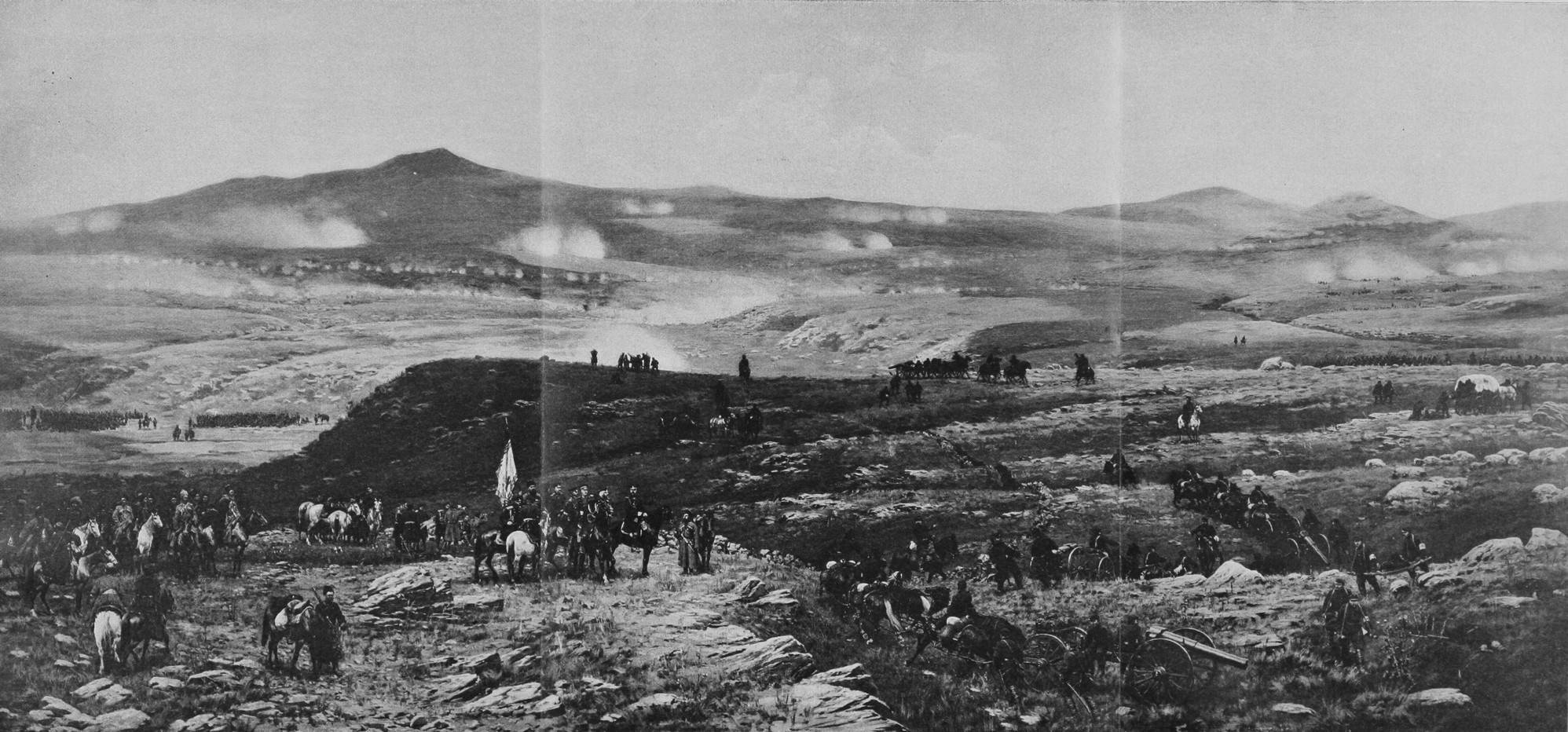 Пораженіе арміи Мухтара-паши на Алджинскихъ высотахъ 3-го октября 1877 г.(Съ картины А. Кившенко)