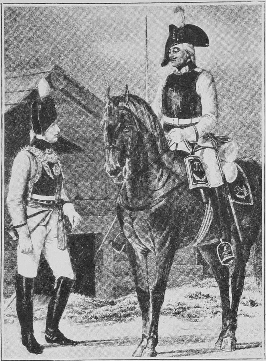 Офицеръ и унтеръ-офицеръ Кирасир. Воен. Ордена полка. (1797—1801).