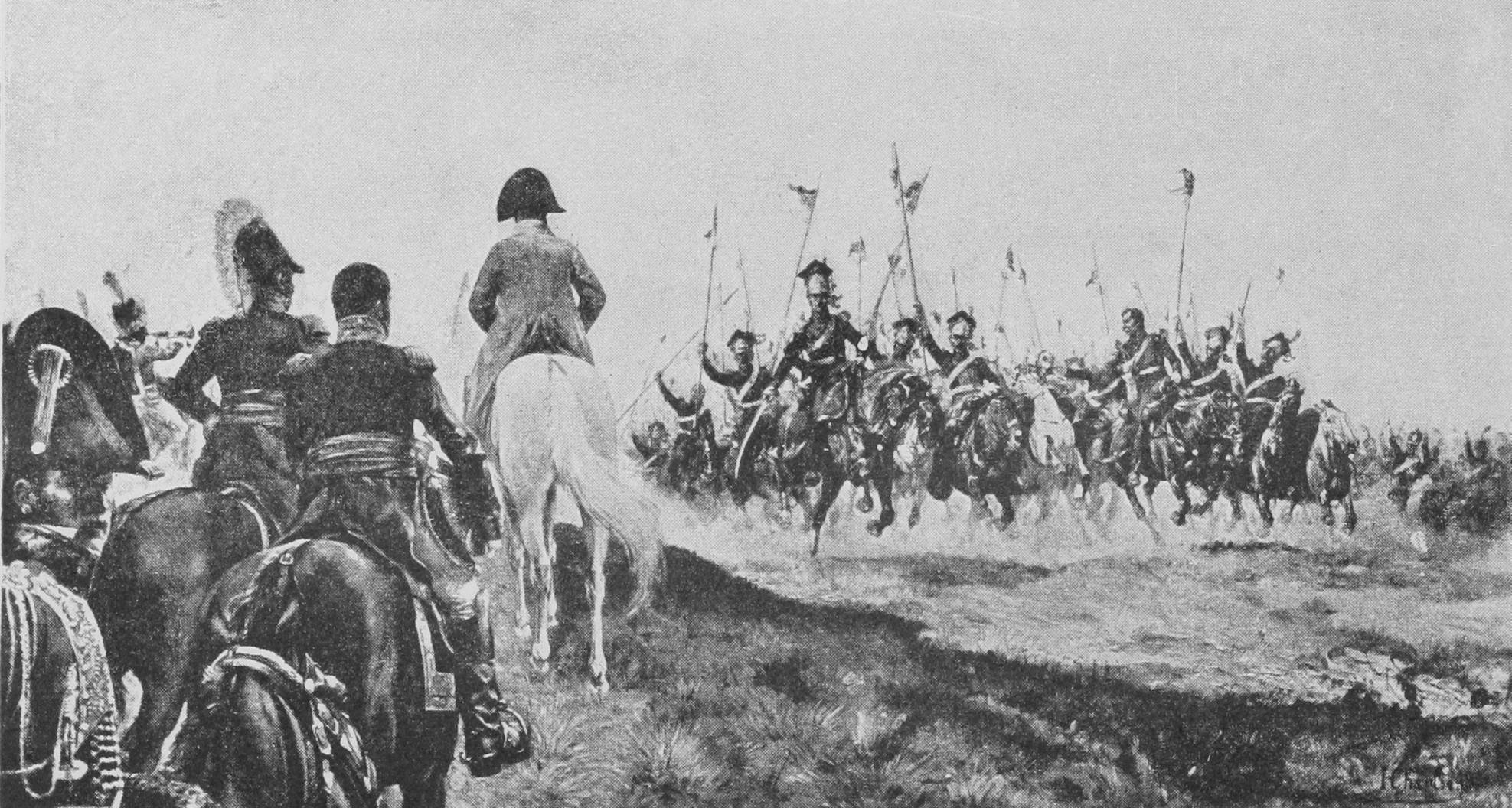 Кавалерія Наполеона послѣ атаки при Ганау. (Съ картины Шартье.)