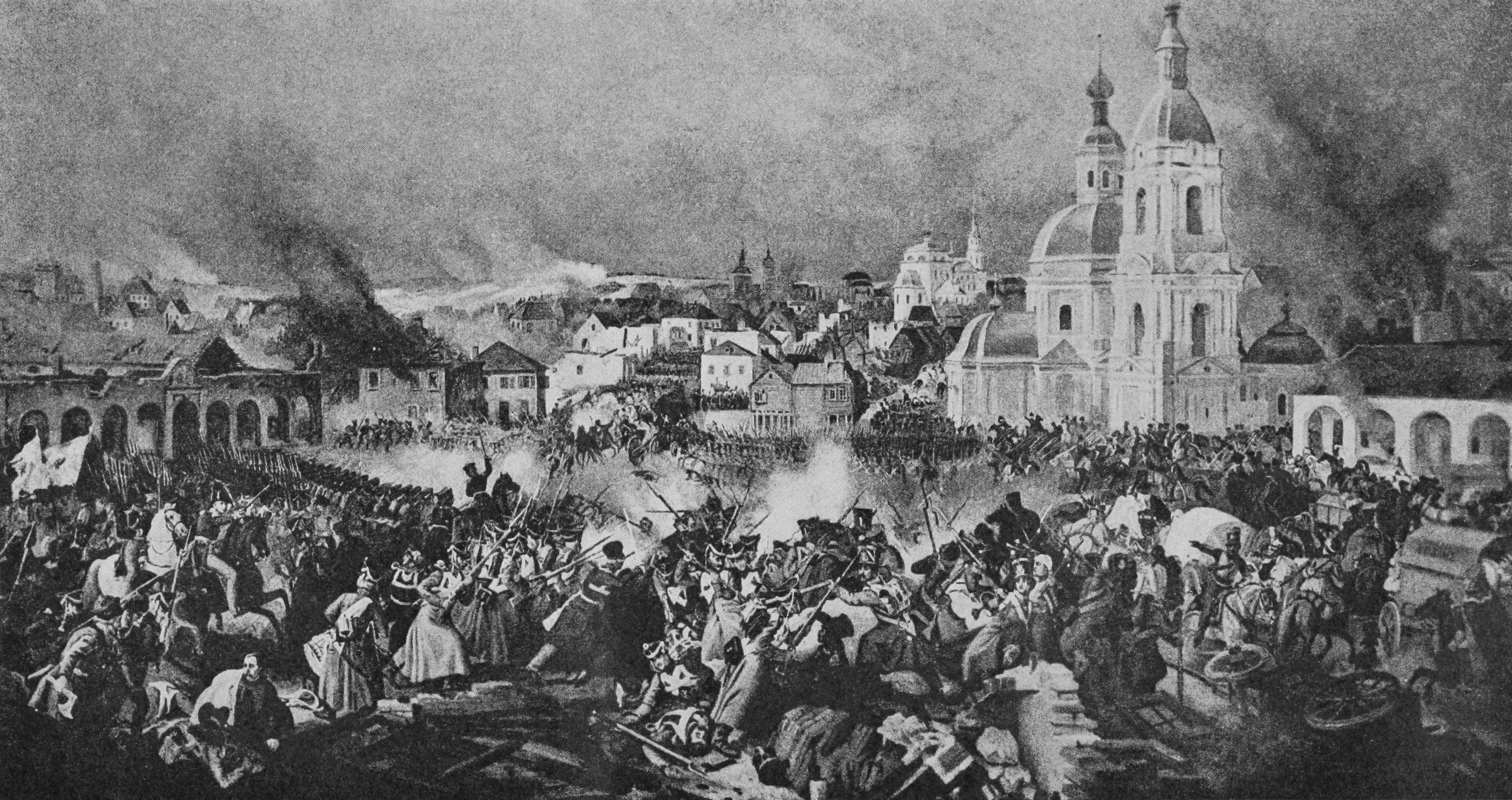 Сраженіе при Вязьмѣ въ 1812 г. (Съ картины П. Гесса.)