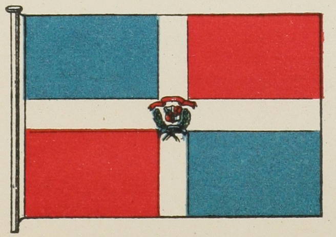 Военный флагъ Доминиканской республики (коммерческій флагъ безъ герба)
