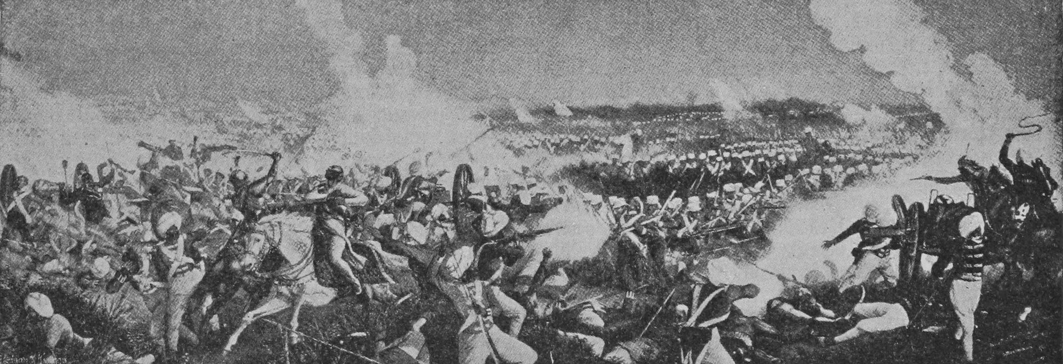 Сраженіе при Чиліанвала 1849 г. Атака 61-го пѣх. англ. полка (Сейкская война въ Индіи).