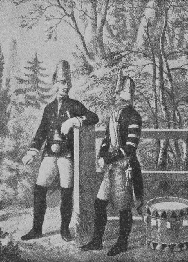Піонерные — унтеръ-офицеръ и барабанщикъ. (1797—1801 гг.)