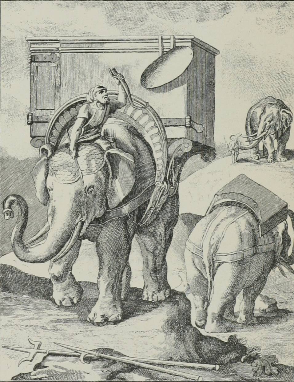 Таблица i. Рис. 3. Индійскіе боевые слоны съ башней.