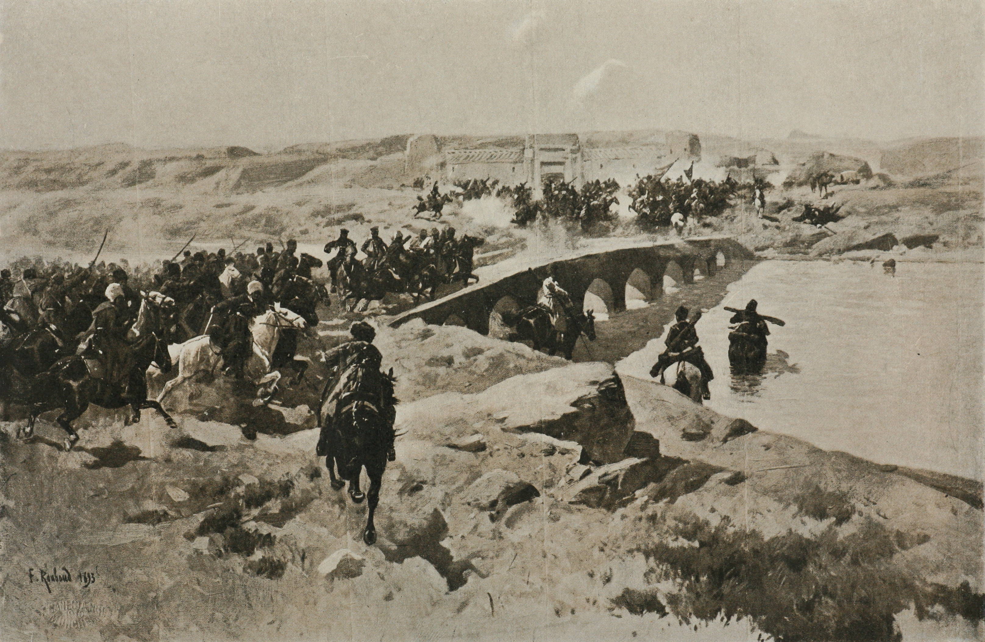 Сраженіе при Кушкѣ въ 1885 г.(Съ картины Ф. Рубо)