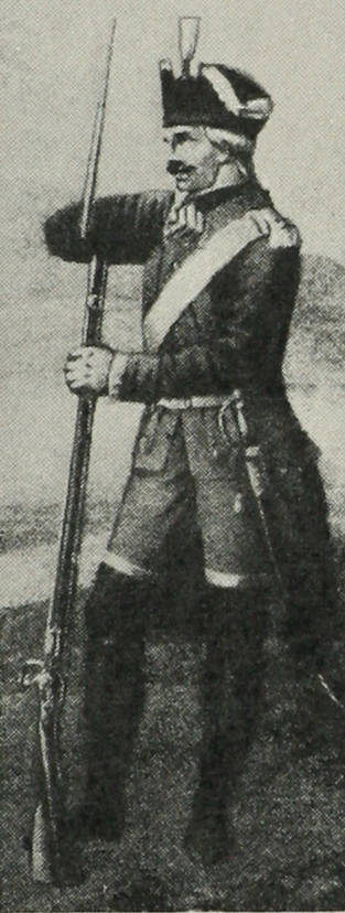 Мушкетеръ легкихъ полевыхъ командъ. (1771—75).