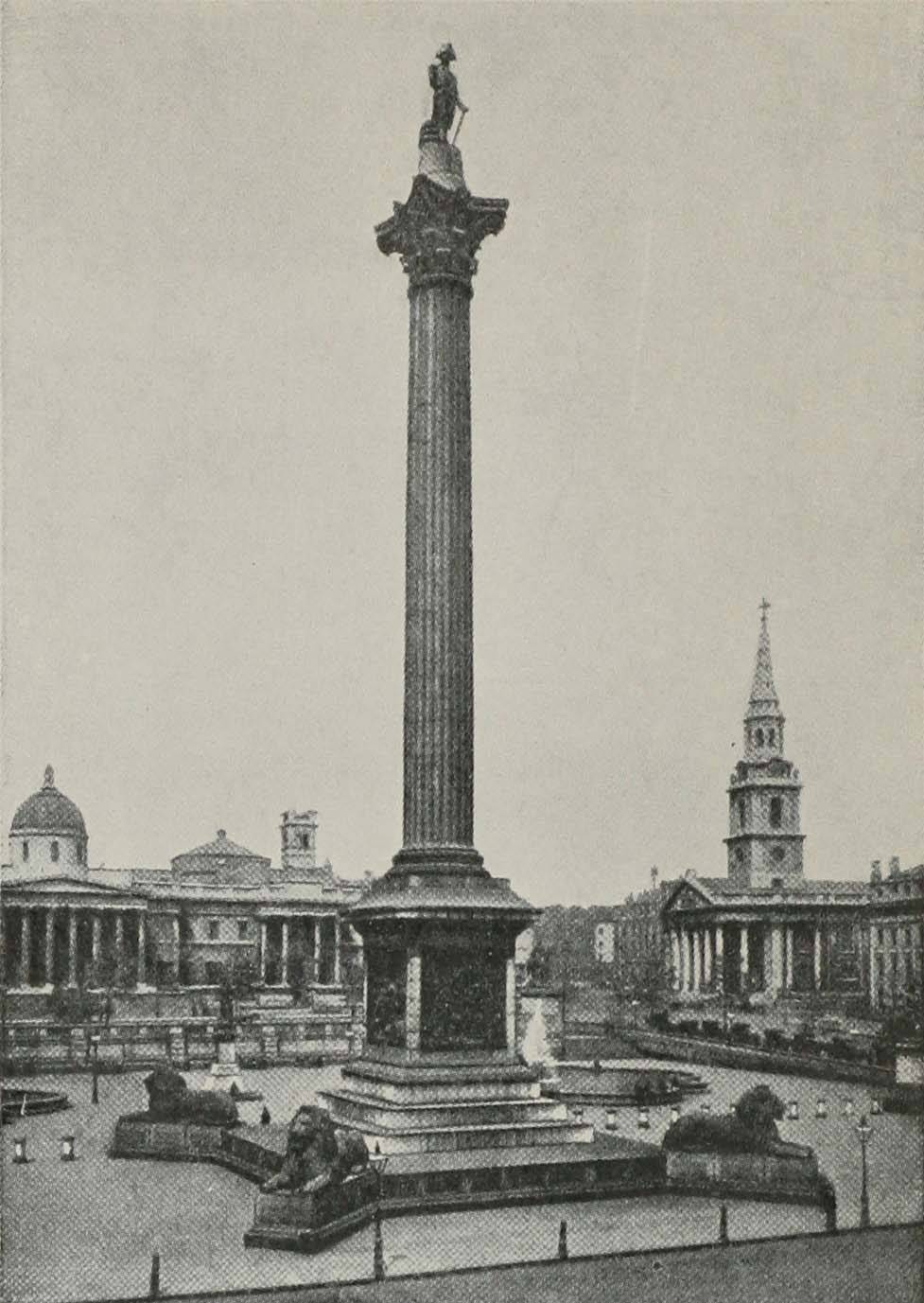 Памятникъ Нельсону на площади Трафальгаръ-скверъ въ Лондонѣ.