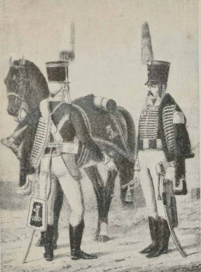 Офицеръ и штабъ-трубачъ гусар. Одесскаго полка (1803 г.).